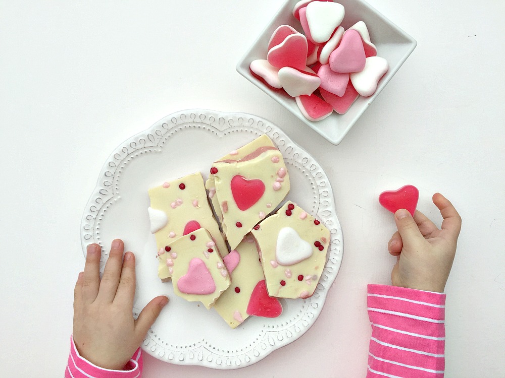 Little and Fierce Blog Valentine's Day Heart Jelly Foam Bark Recipe