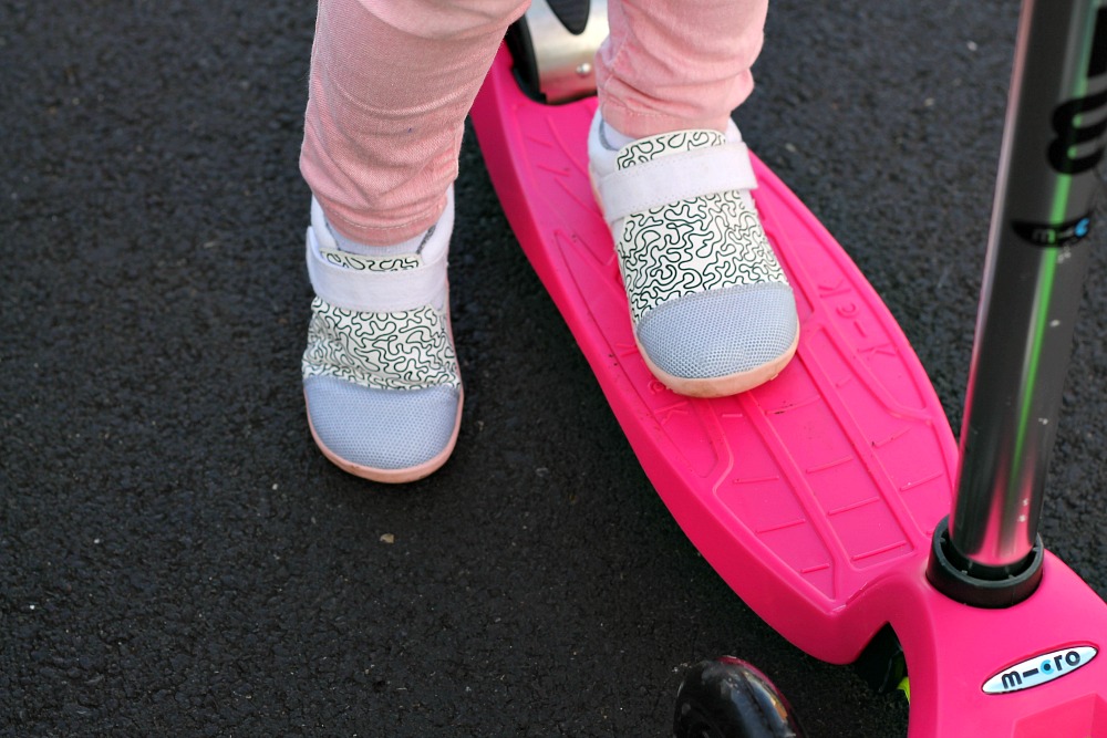 Scooting in Matching Bobux Shoes for Spring