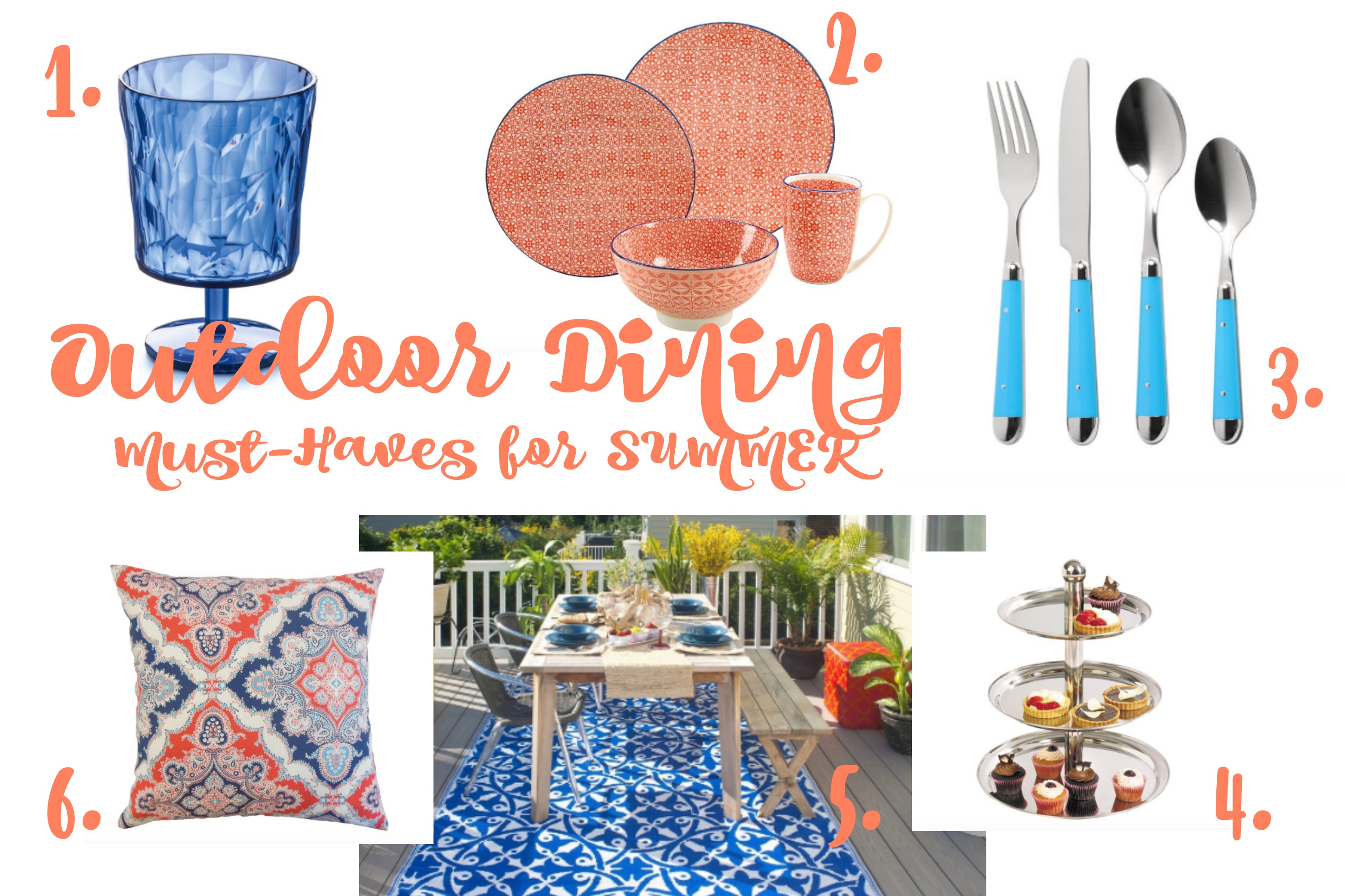 Outdoor Dining Must-Haves for Summer from Wayfair Coral and Blue garden decor