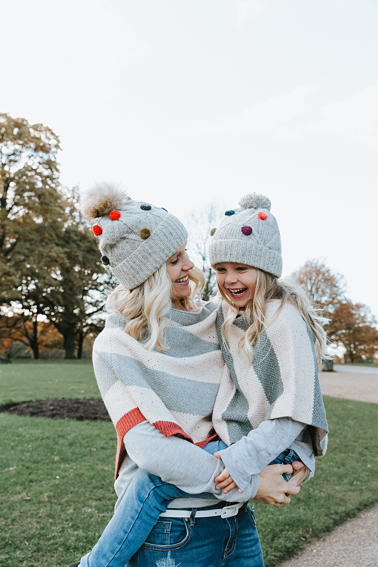 White Stuff Pom Pom Hats Bobble Hats ponchos Mummy and Me matching sets