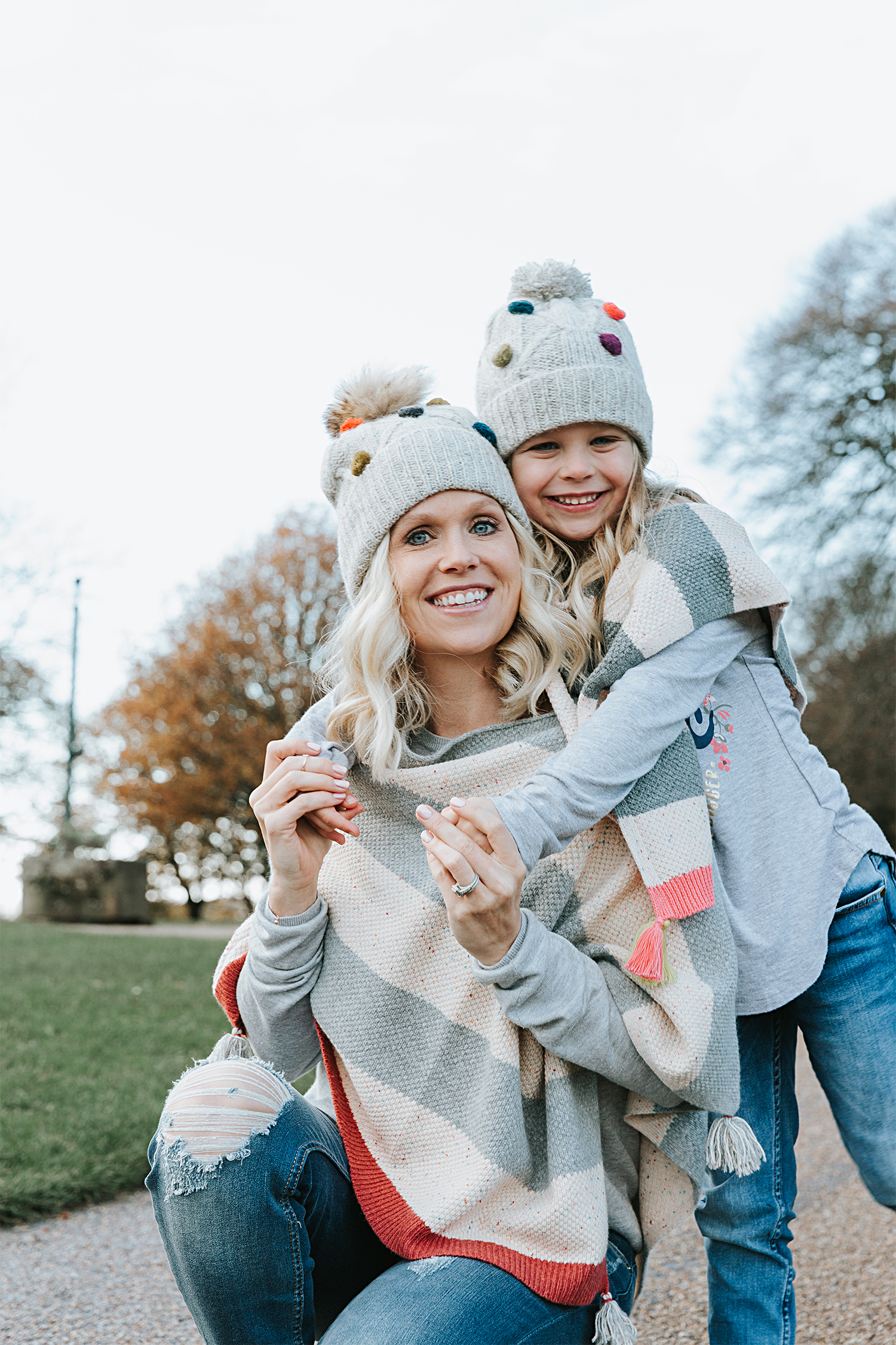 White Stuff Pom Pom Hats Bobble Hats ponchos Mummy and Me matching sets