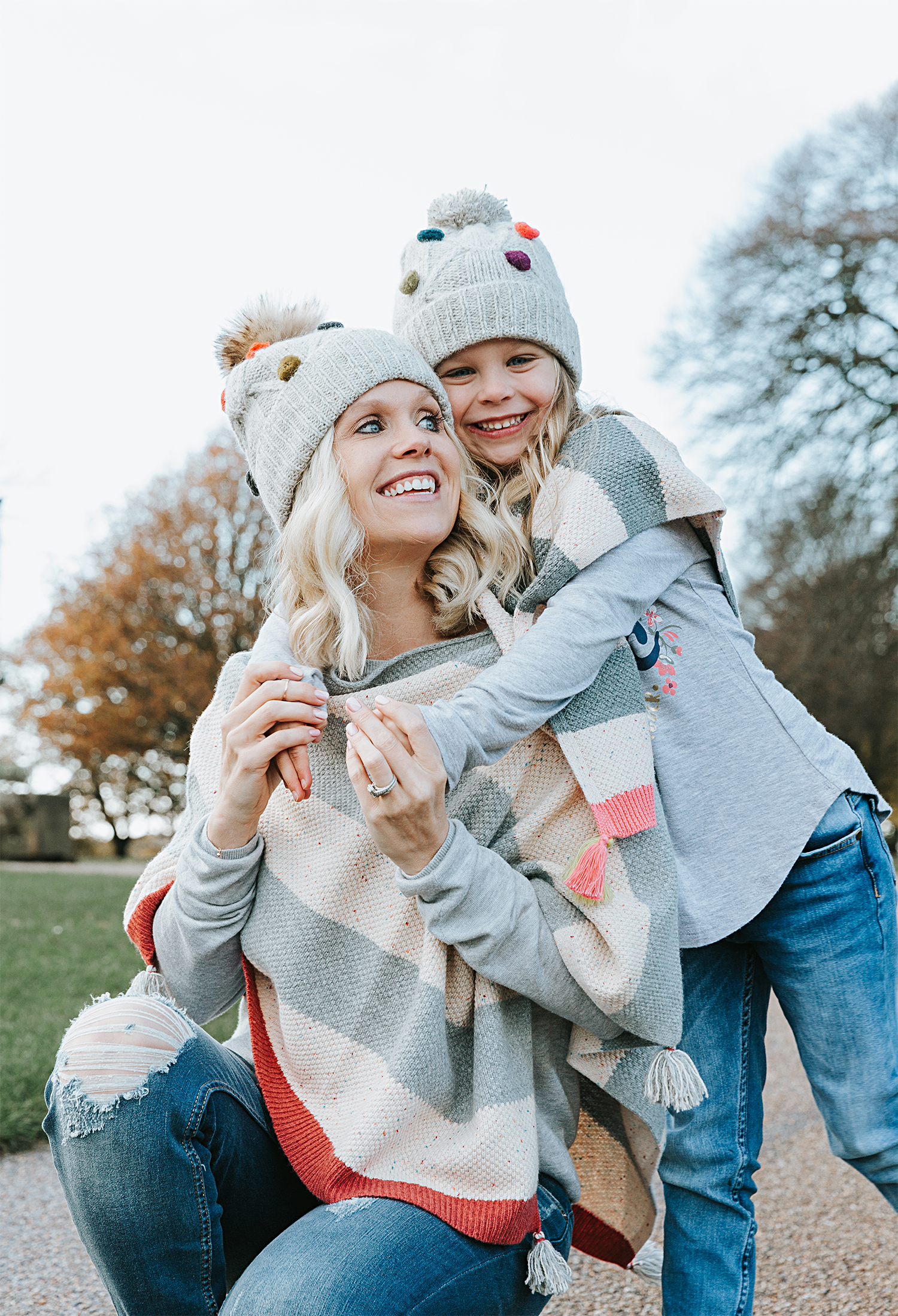 White Stuff Pom Pom Hats Bobble Hats ponchos Mummy and Me matching sets