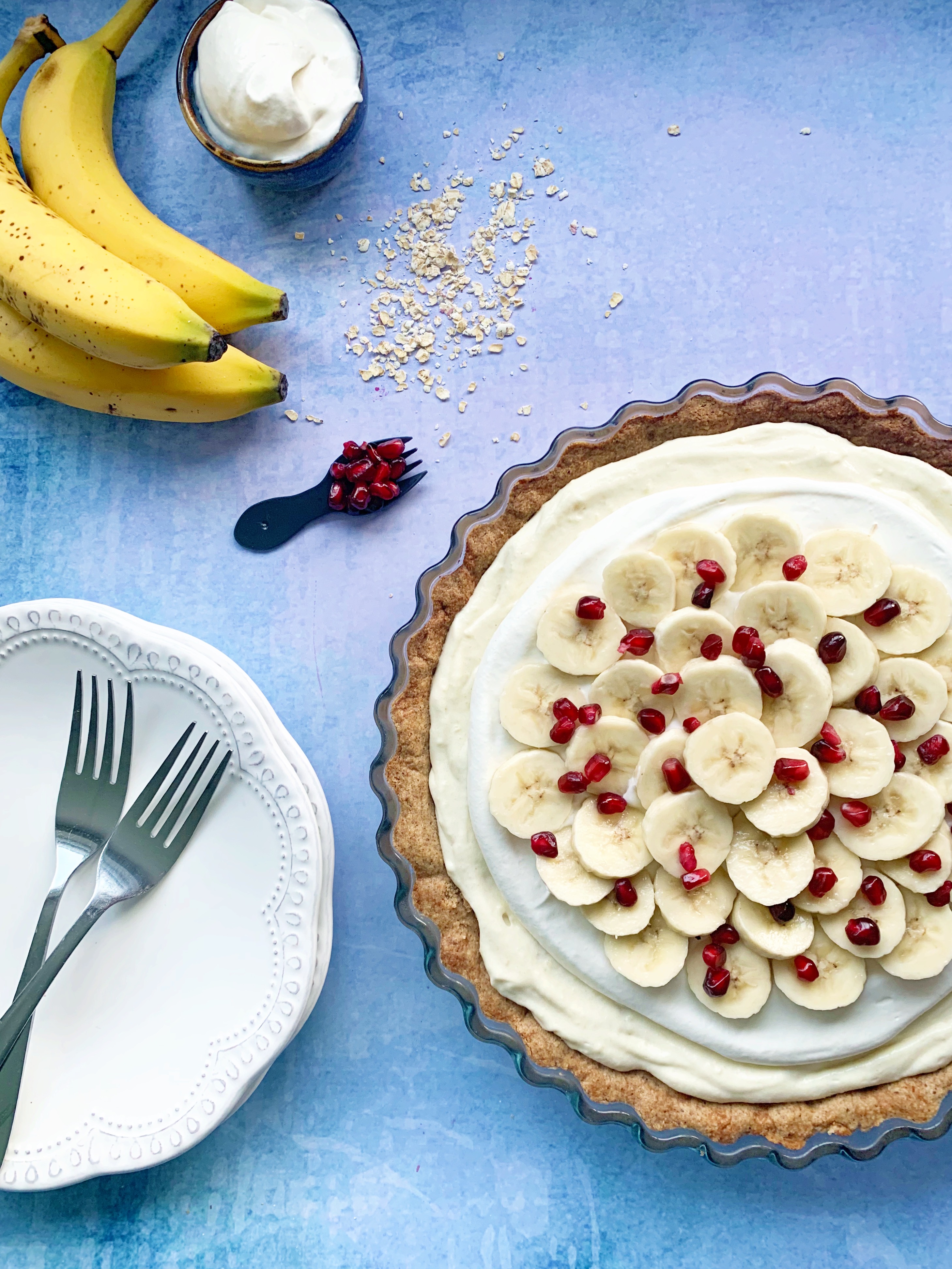 Vegan Banana Cream Pie with Pomegranate Recipe