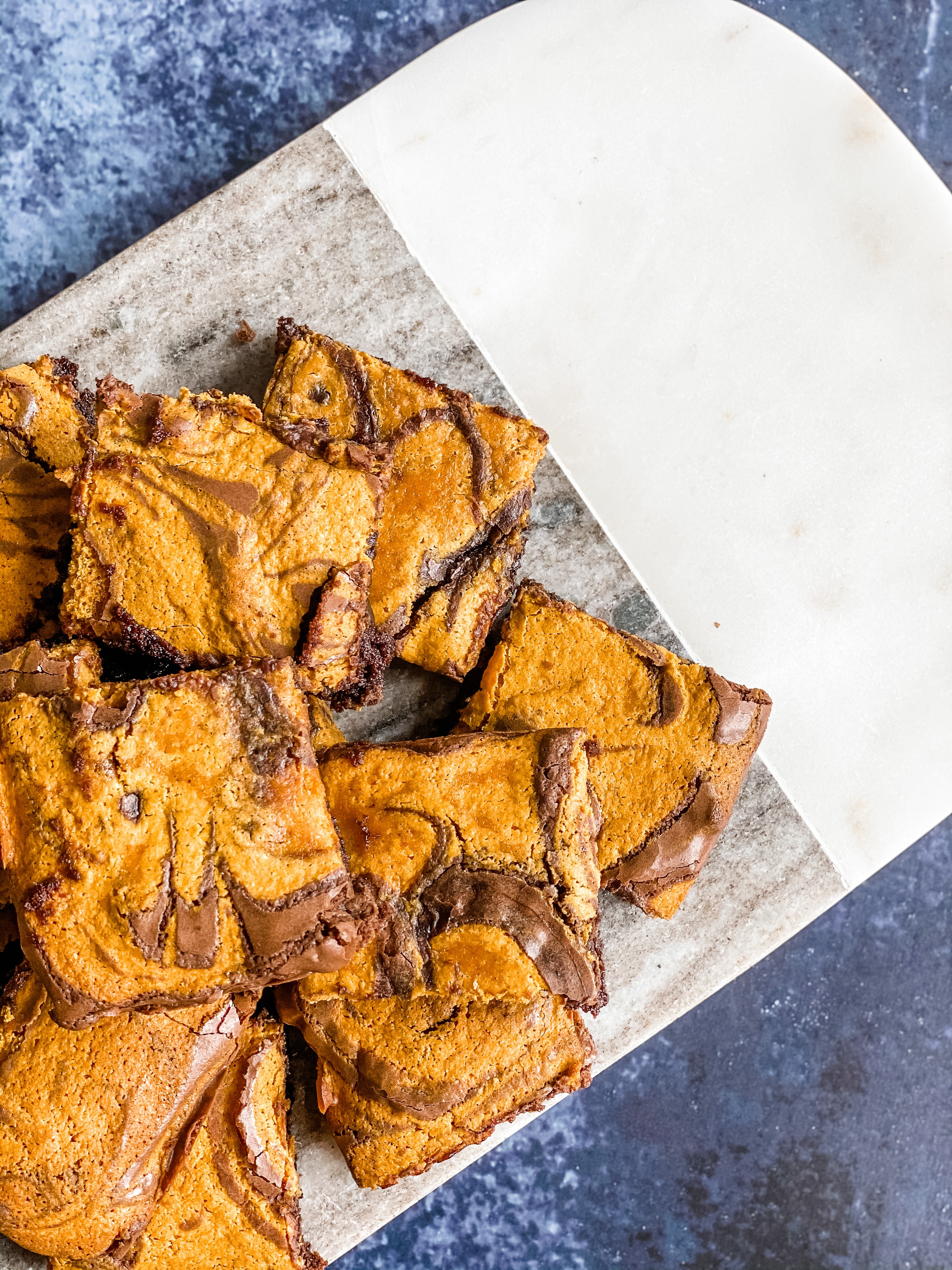 A stack of pumpkin brownies