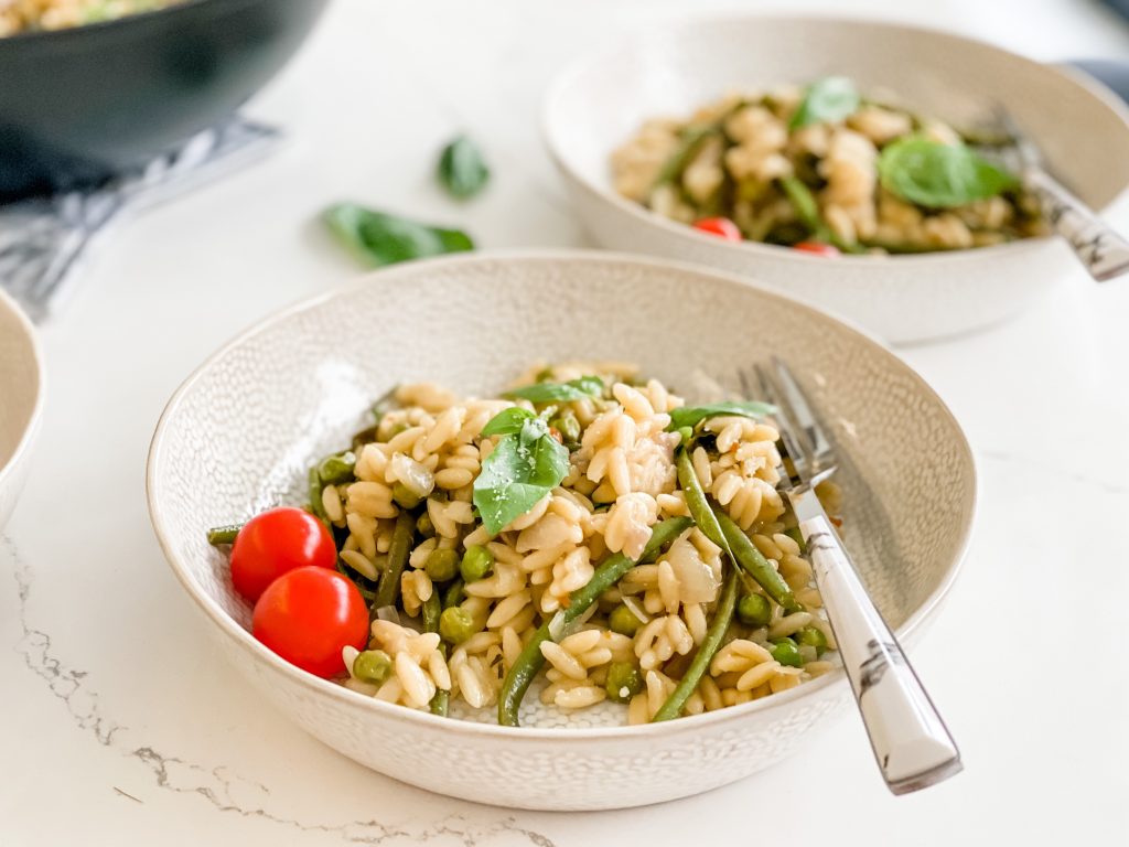 Green Veggie Orzotto for a healthy dinner