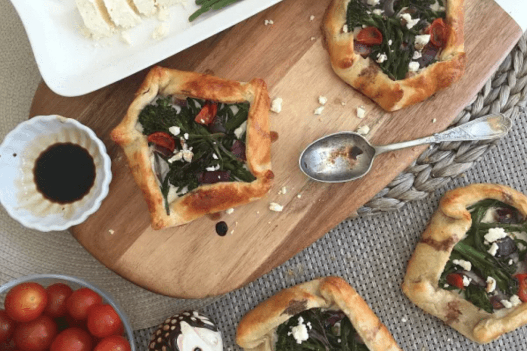 Samphire Broccoli Galettes on a wooden board